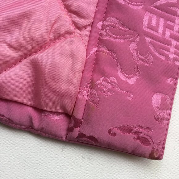 Dynasty Pink Quilted Puffer Asian Silk Mandarin Collar Frog Closure Jacket - Picture 7 of 12